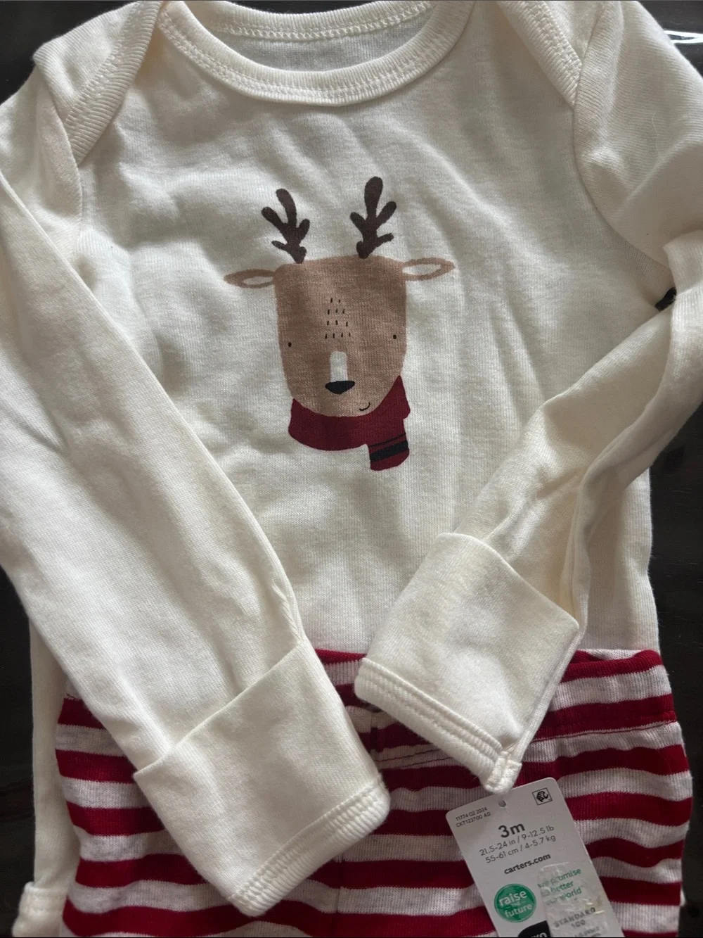 Cream and Red Reindeer matching Set for baby